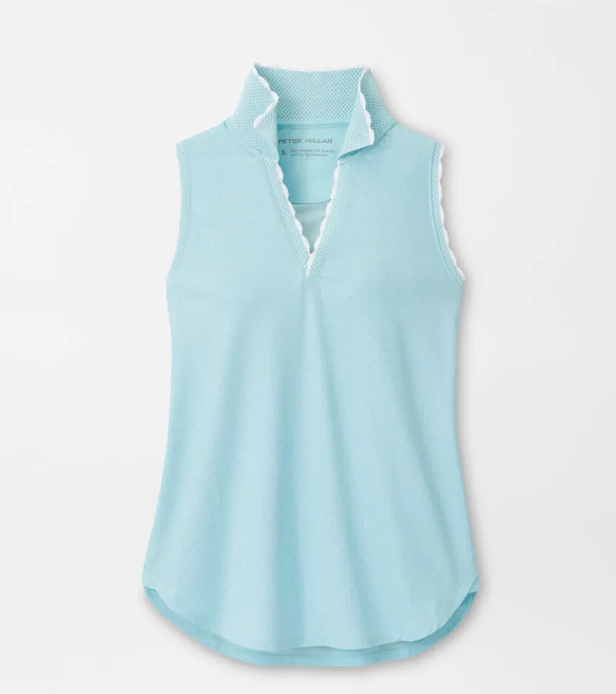 Geo Print Opal Sleeveless Stretch Jersey Polo